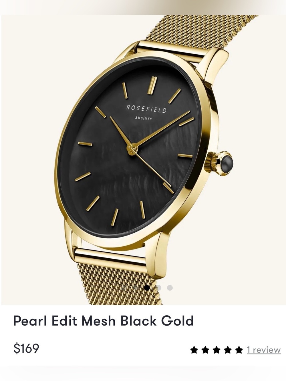Rosefield Pearl Edit Gold Mesh Watch Strap - Picture 1 of 6